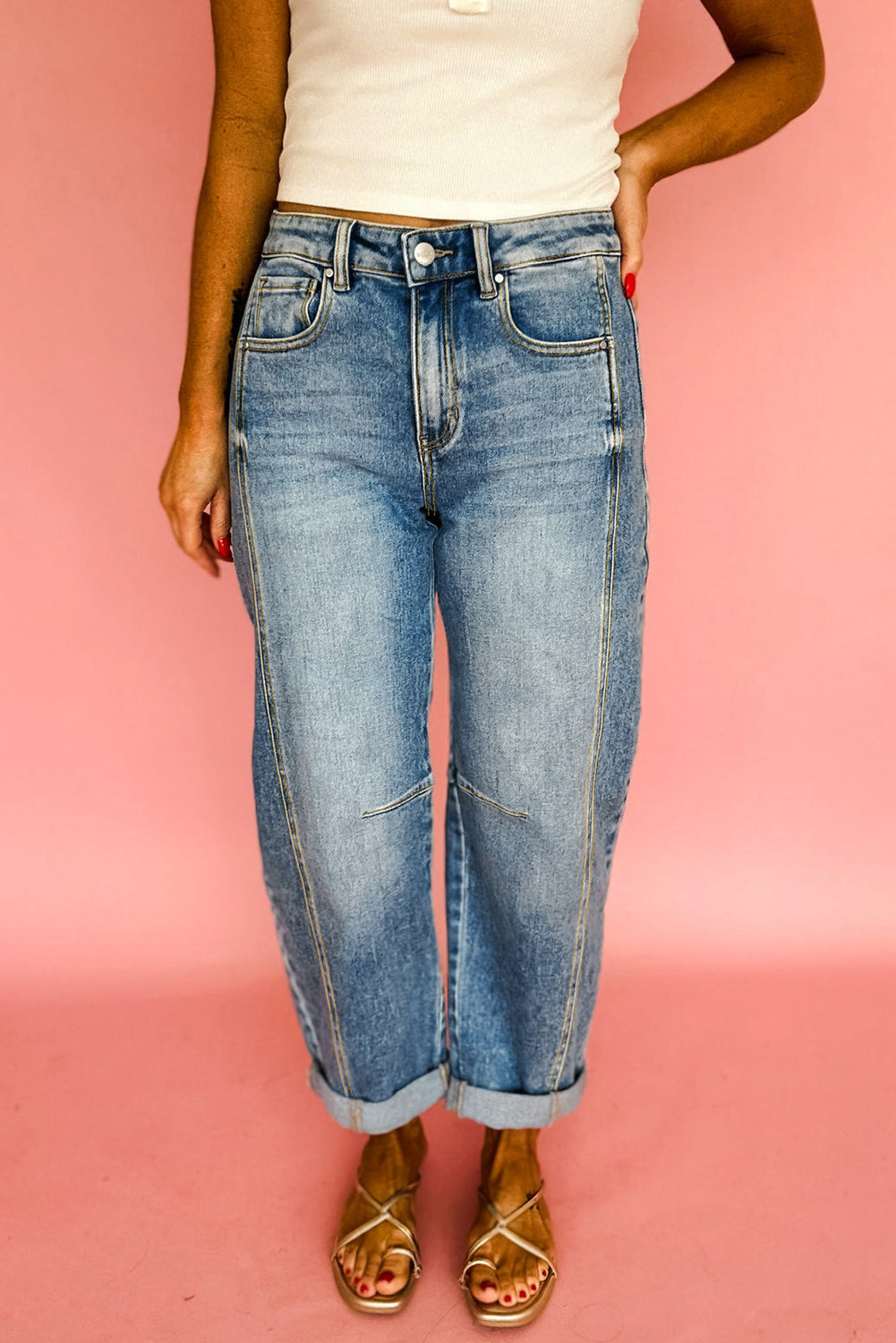Dusk Blue Vintage Washed Seam Detail Jeans