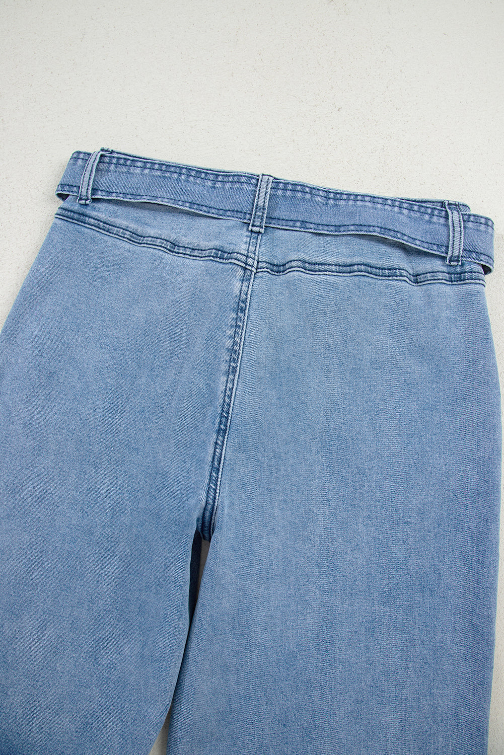 Beau Blue Vintage Washed Knot Belt Wide Leg Jeans